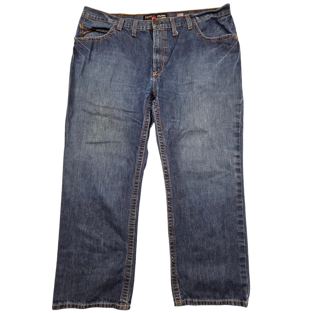 Ariat FR M4 Low Rise Boot Cut Jeans Mens 46x30 Blue Denim Flame Resistant CAT 2